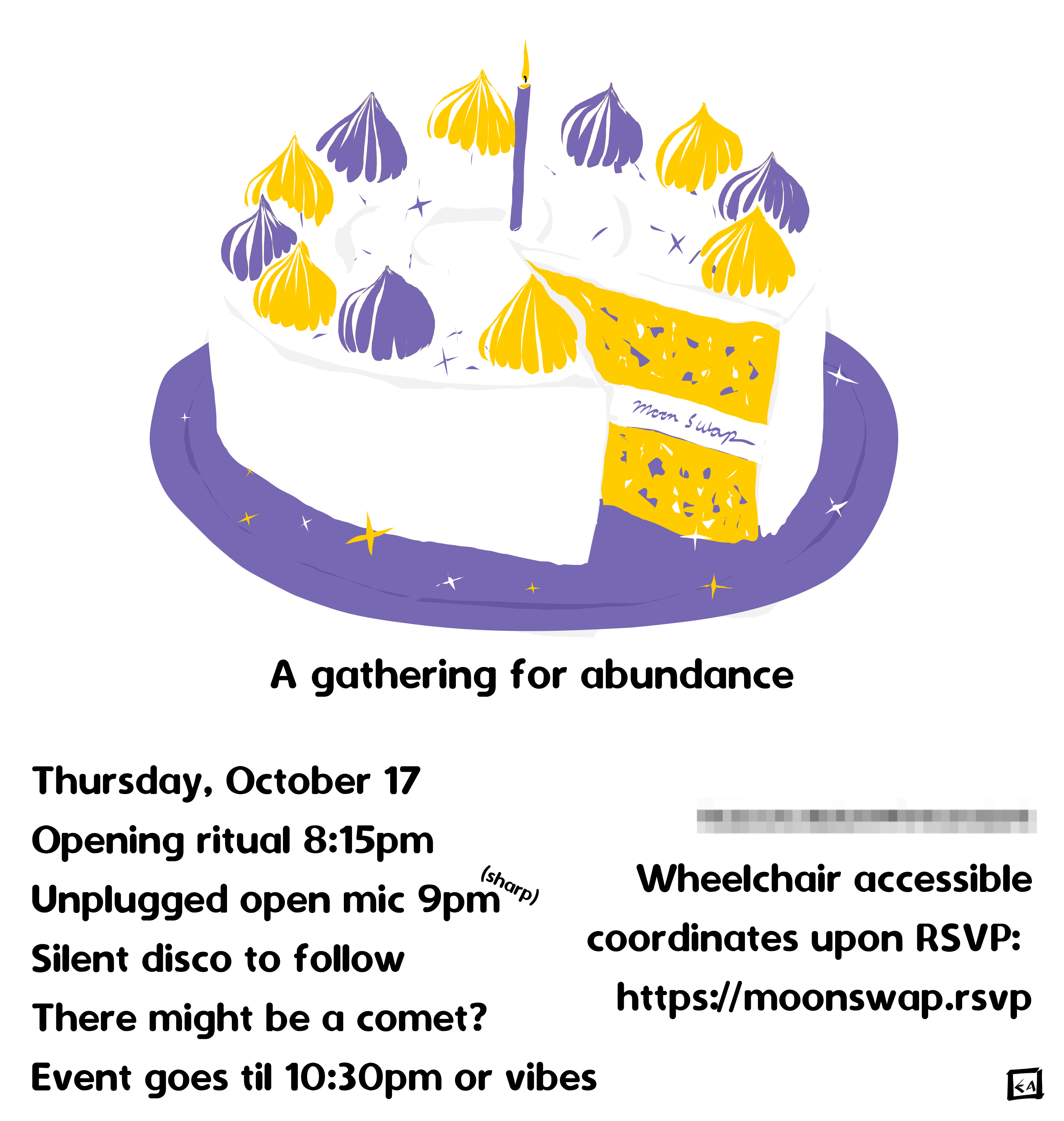 A moon swap poster showing event details for a past event.